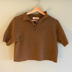 YMC You Must Create Merino Cashmere Cropped Polo Sweater Sz S,